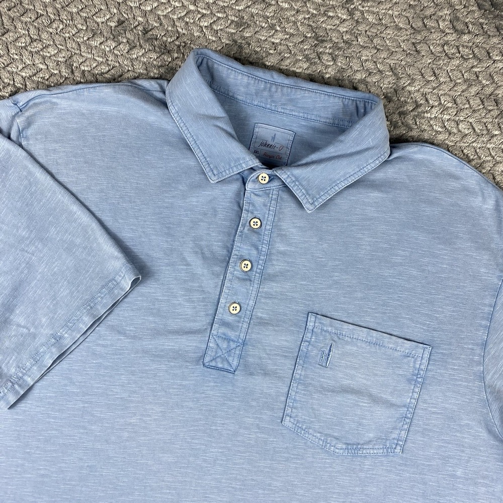 Johnnie-O Polo Shirt Mens XXL Coastal Wash Blue Original 4 Button Preppy Casual